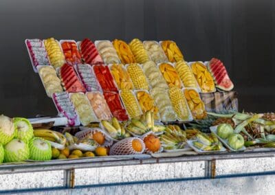 Fresh fruit market stall with a diverse selection